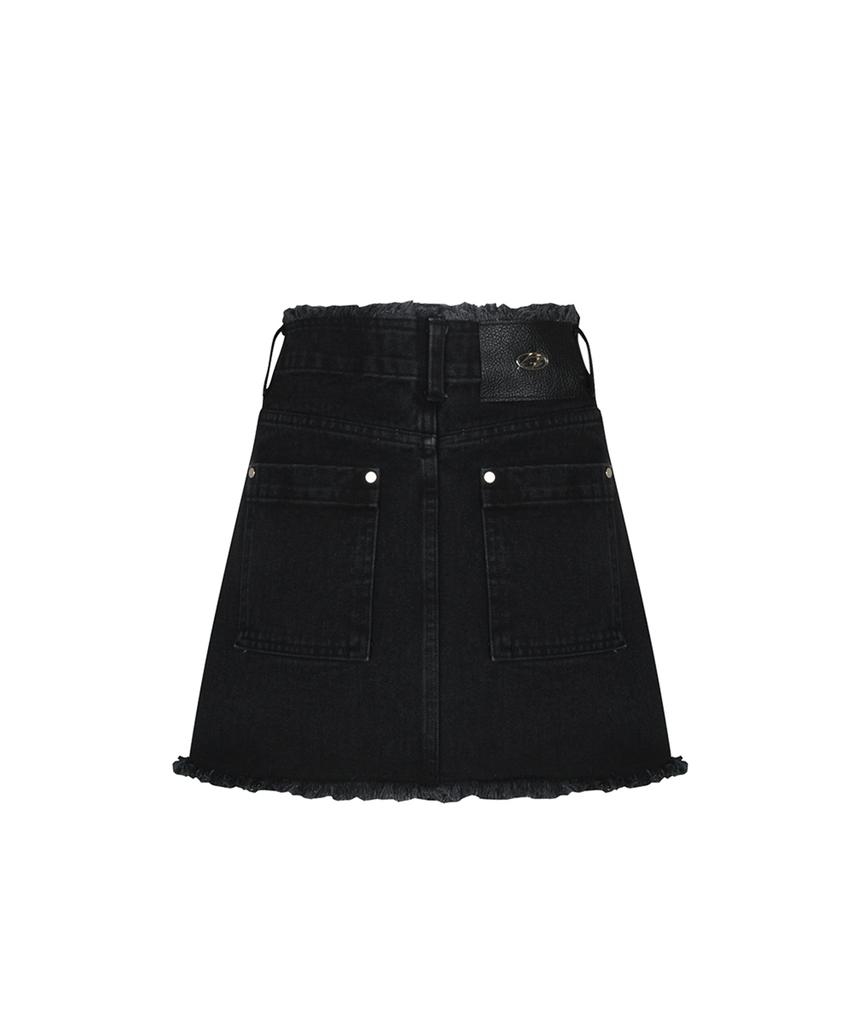 More Than Black Cut Off Denim Skirt