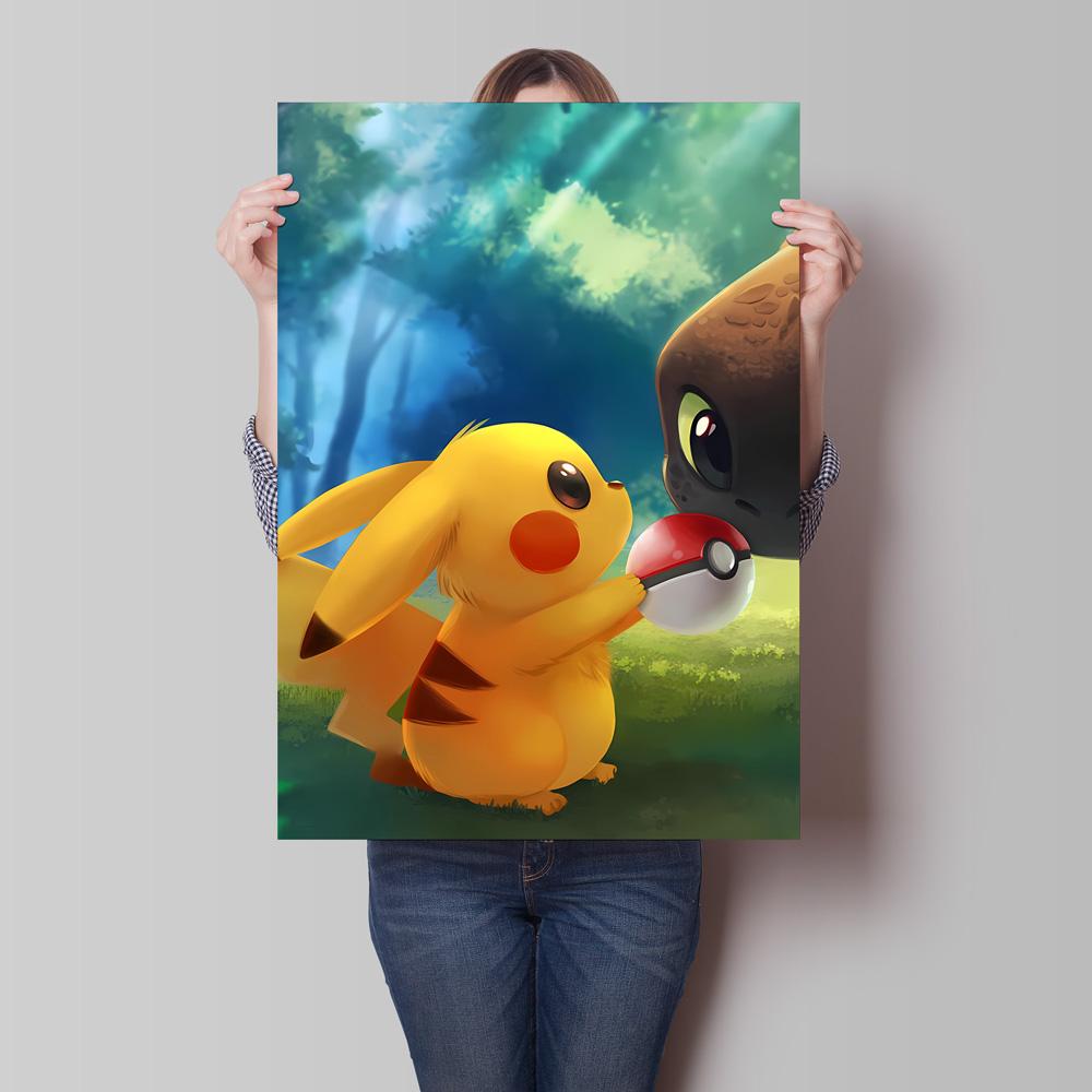 Pikachu Canvas Prints Cute Anime Poster Decor Paintings Modern Living Room Cartoon Character Picture Wall Decor Gifts