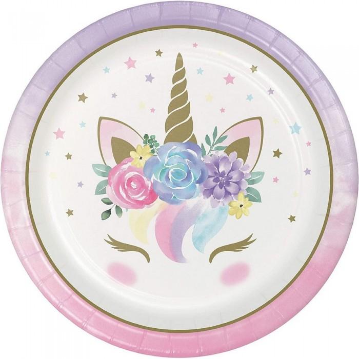 Creative Party Paper Unicorn Baby Shower Disposable Plates (Pack of 8)