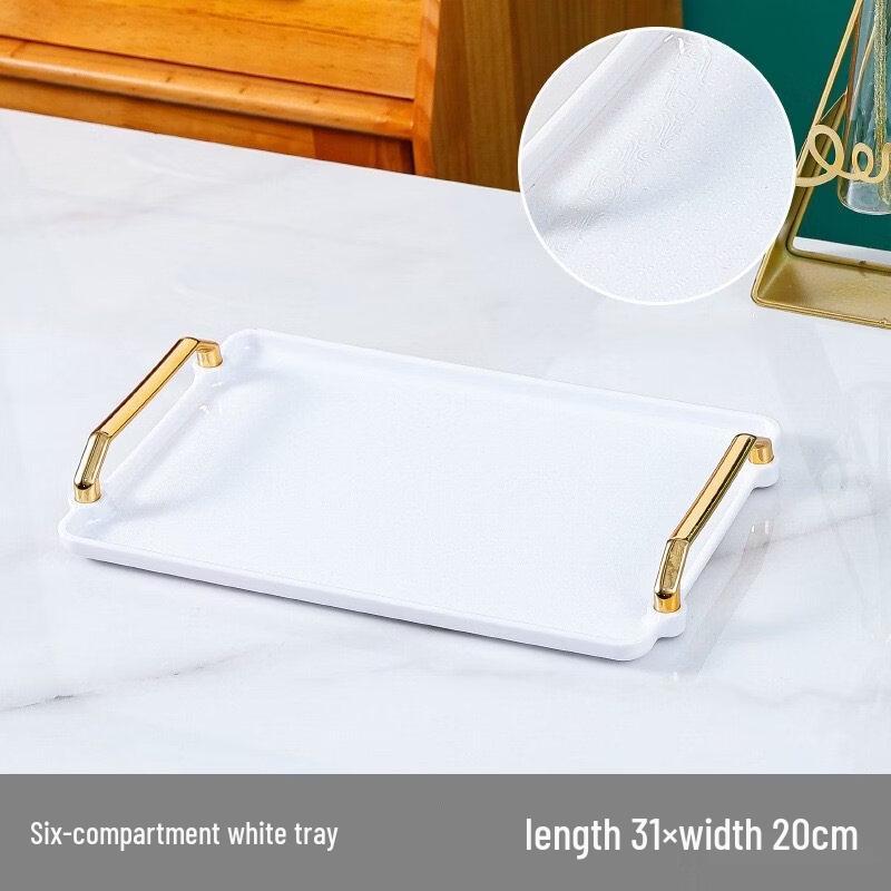 Square Plastic Six-Grid Serving and Storage Tray with Handles