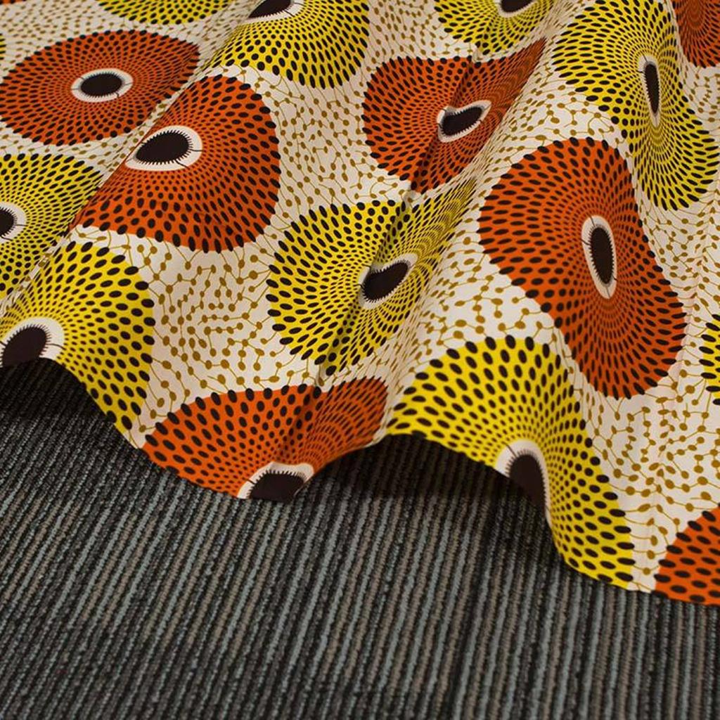 KINOKINO African African African Circular 6 Fabric, Print, Fabric, Circle, Round, (Orange, Yellow, Yards)