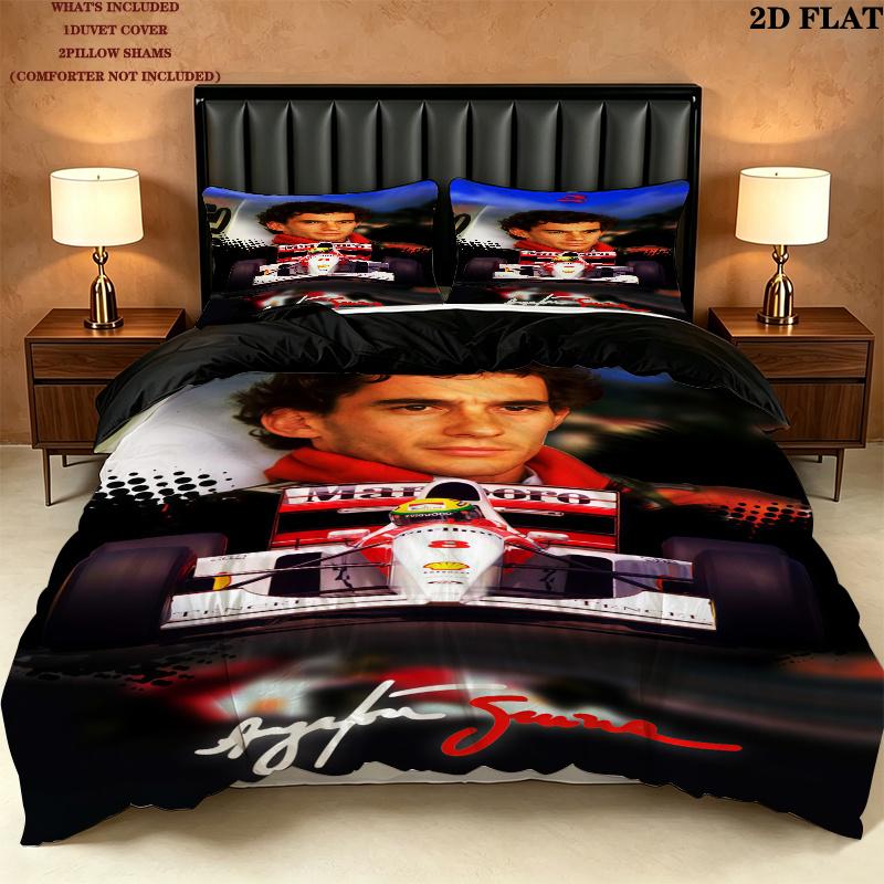 Ayrton Senna Bedding Quilt Set Quilt Cover Pillowcase Home Decoration Birthday Gift (1 * duvet cover + 2 * pillowcase, without core)