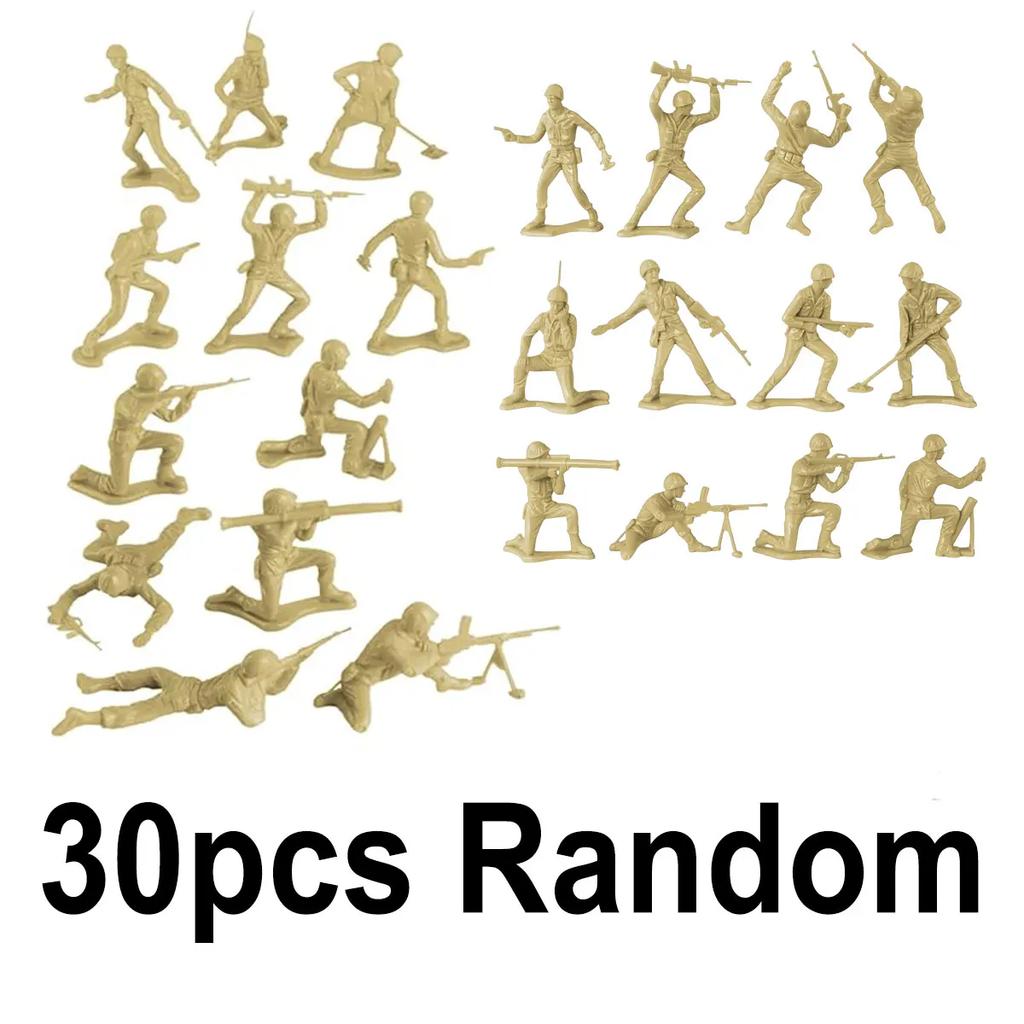 30pcs Miniature Plastic Soldier Models - 1.96 Inch Multicolor Military Figures for Party Decor, Birthday Gifts, ZSY