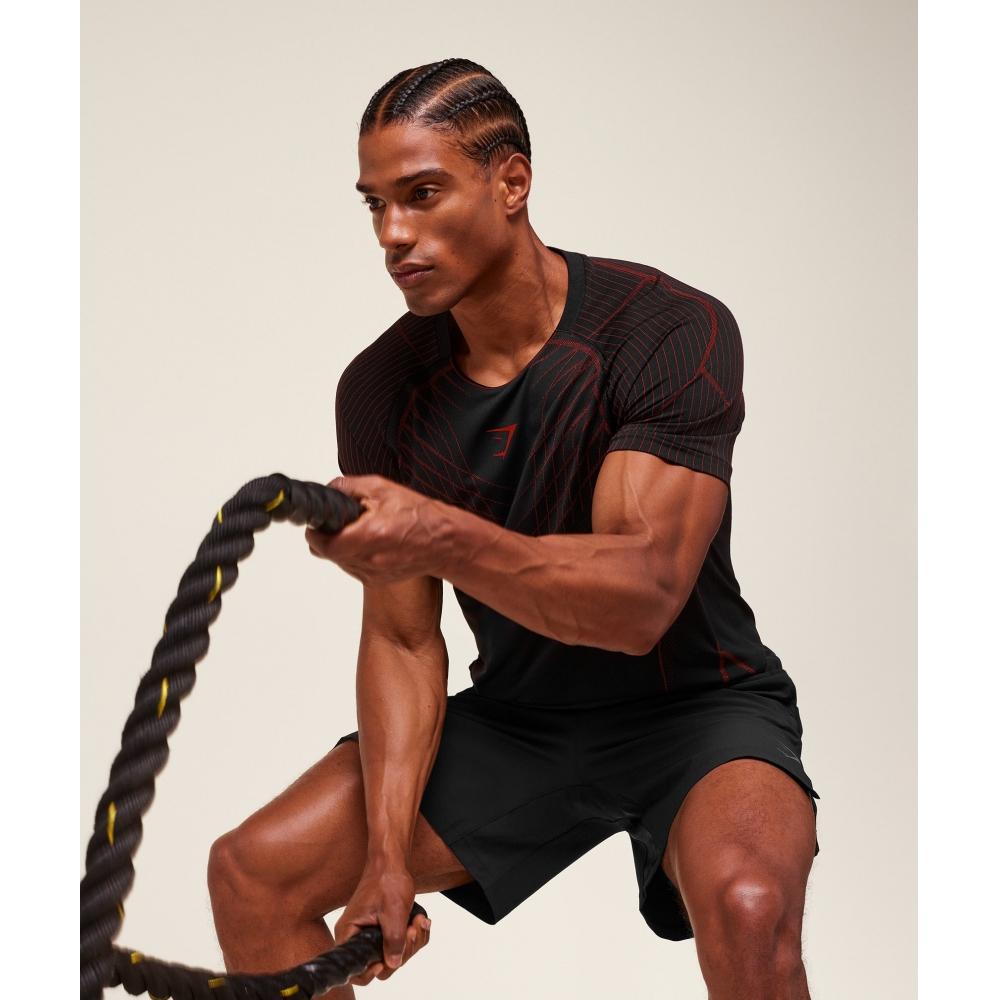 Gymshark Apex Seamless T shirT Black Carmine Red A2b3s Bb4j