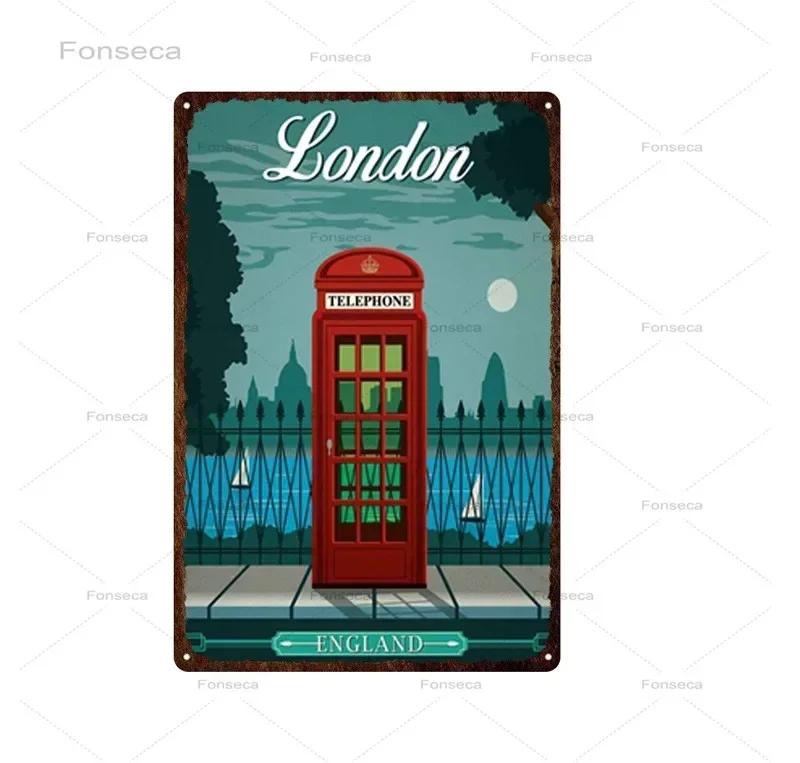 Paris Roma City Metal Sign Vintage Metal Plaque Travel Plates Decor For Bar Home Wall Decor Tin Sign Landscape Poster