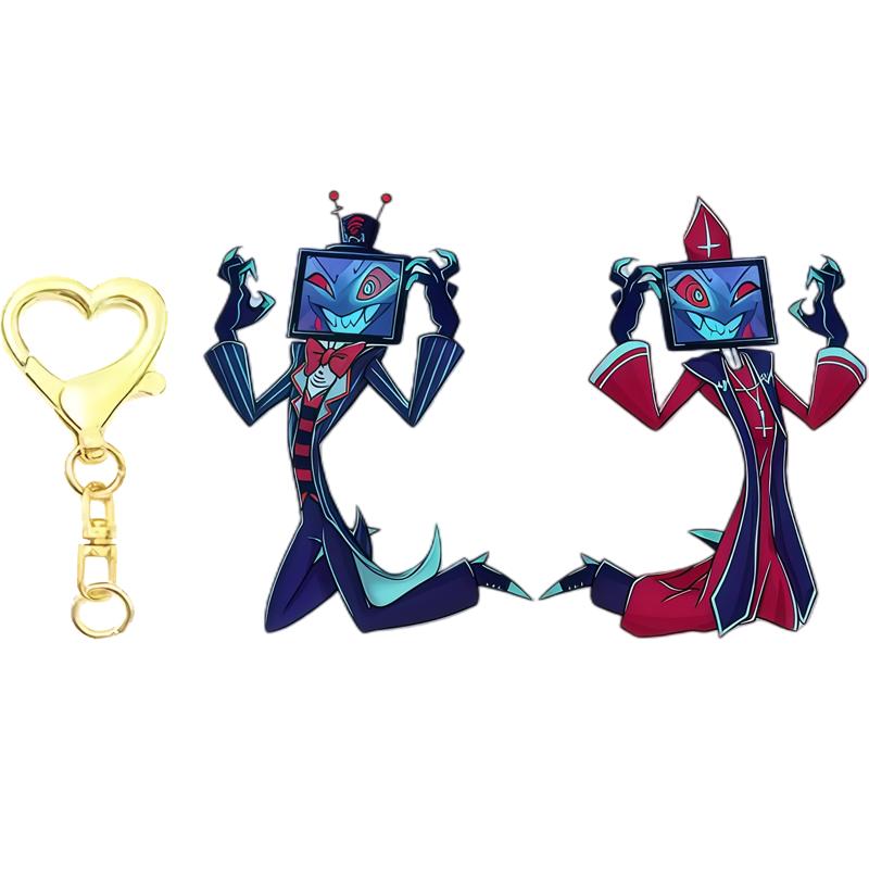 6Cm Double Sided Printed Acrylic Keychain for Hazbin Hotel Vaggie Angel Dust Alastor Character keychain gift backpack pendant