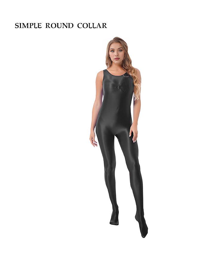 Shiny Oil-Gloss High-Elastic Full Body Shaping Leotard - Plus Size Silky Smooth Tight-Fit Yoga Fitness Wear