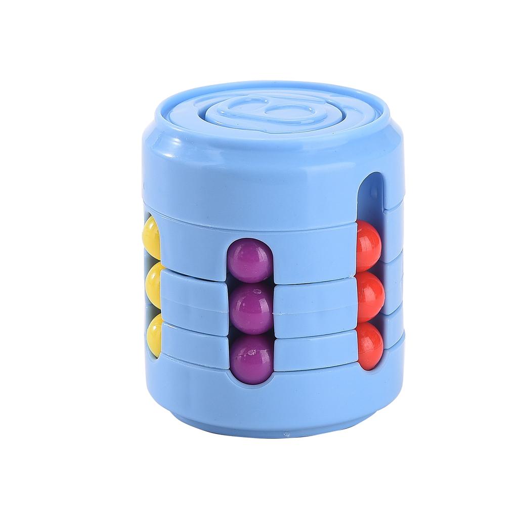 Rotating Bean Puzzle Toy Blue 6x6x7cm Compact Portable Fun Bean Puzzle Cube Fingertip Toy