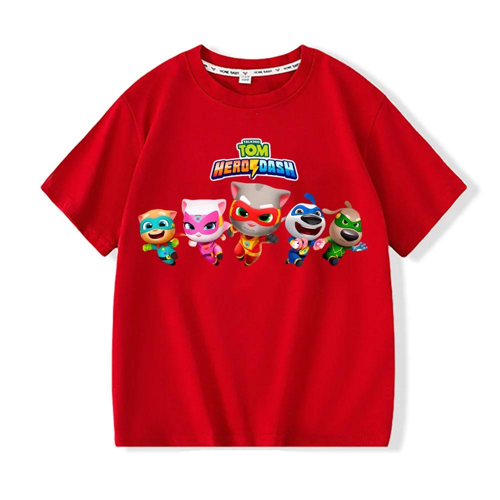 Sprechender Tom Anime T-Shirt Sommer Kinder 100% Baumwolle T-Shirt Niedliche Cartoon Junge Mädchen Tops Baby Kleinkind Kurzarm Kinderkleidung