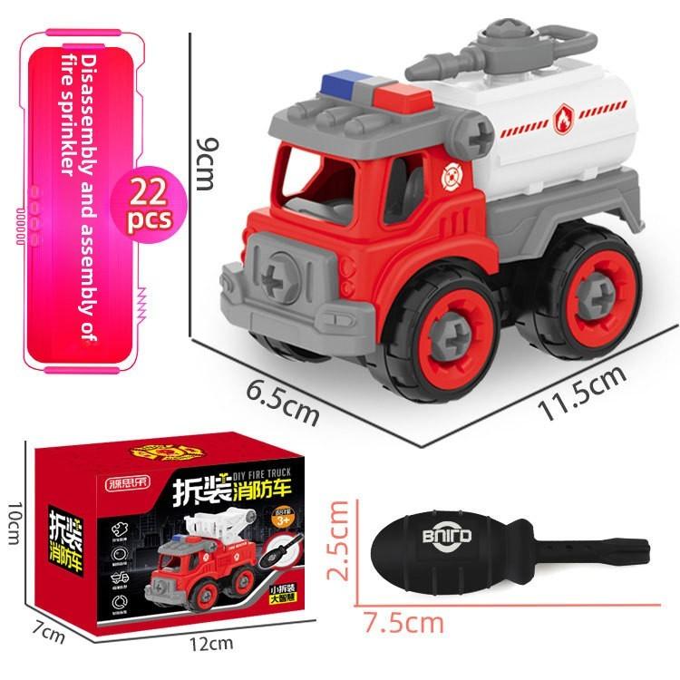 Rettungsauto Sprinklerwagen Tank Flugzeug Polizei Motorrad Abnehmbares Spielzeugset Für Kinder