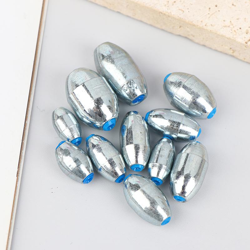 20Pcs Alloy Hollow Olive Fishing Sinkers3/ 4/6/8/10/12/15G Wax Coating Fishing Weight Steel Fishing Weights Accessories