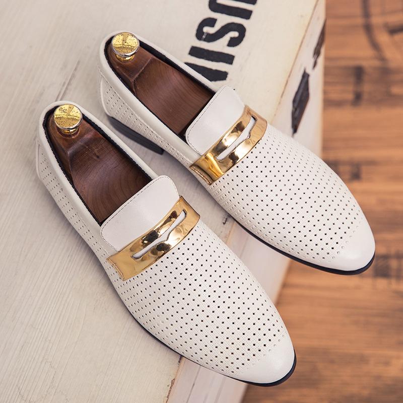 

Spring and summer 2025 men s casual leather shoes men wish casual one pedal hollow Doudou shoes lazy shoes 45