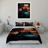 Colorful Cat Faces Design Bedding Set Bedding set (1 duvet cover, 2 pillowcases, duvet not included)