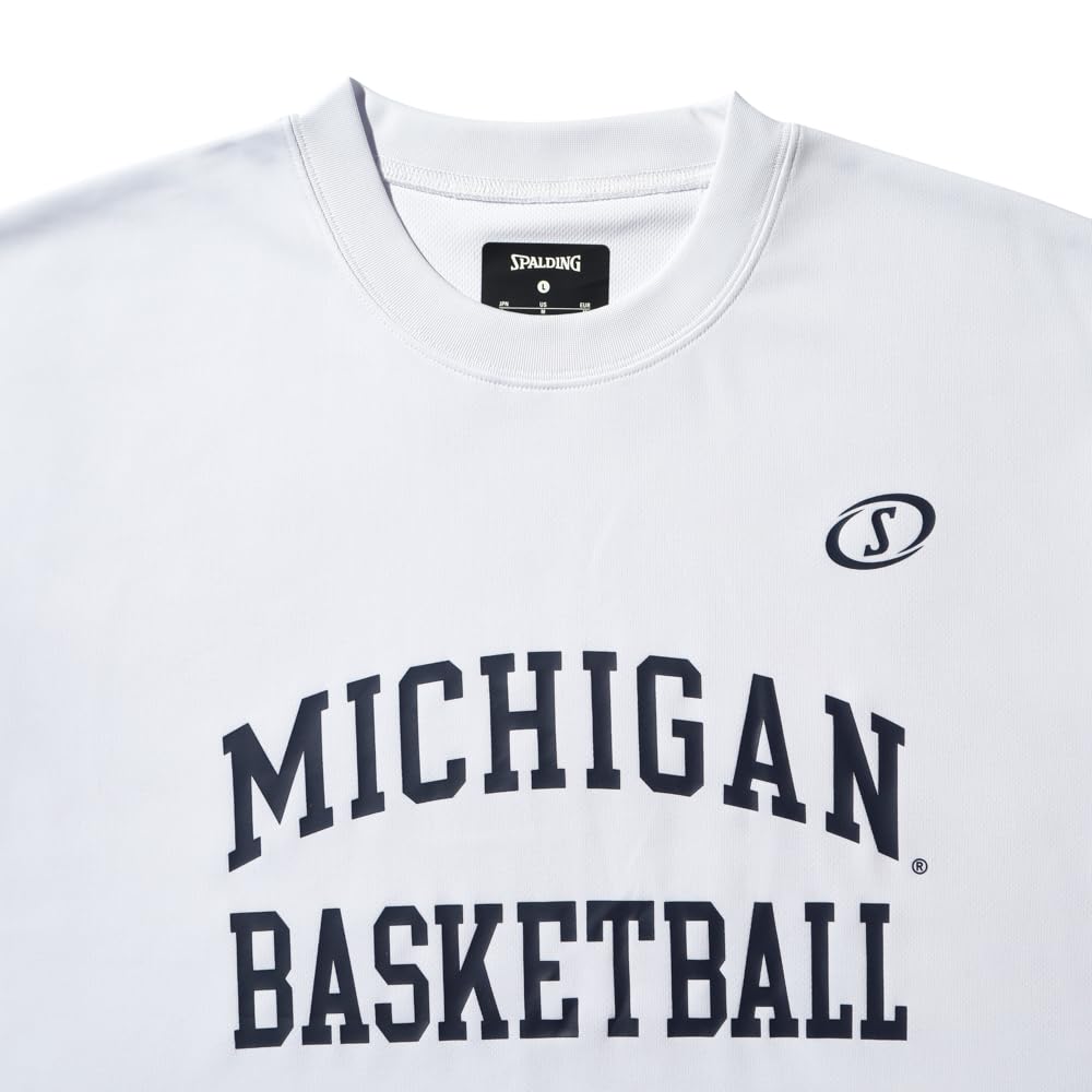 Spalding Michigan Basketball Arch Logo Round Hem T-Shirt, White, Medium, SMT25025M
