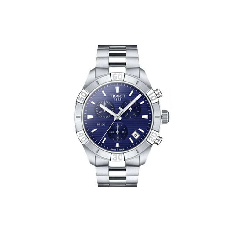 Tissot Men's Blue Pr100 Series Quartz Movet Fashion Trend Sports Watch 44Mm Dial Stainless Steel Case Stainless Steel Bracelet T101.617.11.041.00