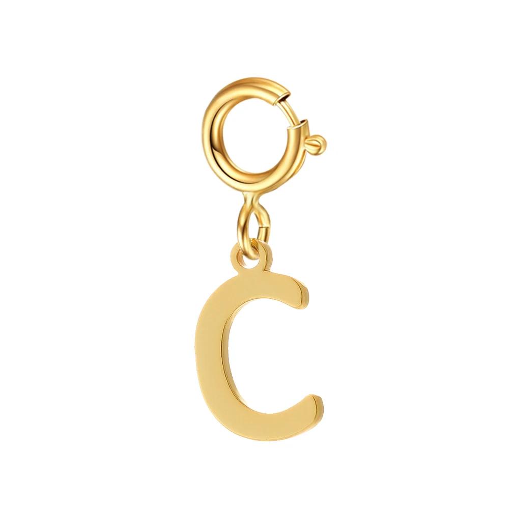 spring buckle Letter Charms Pendant initial charms pendant for Women Necklace earring Zircon keychain DIY accessories Wholesale