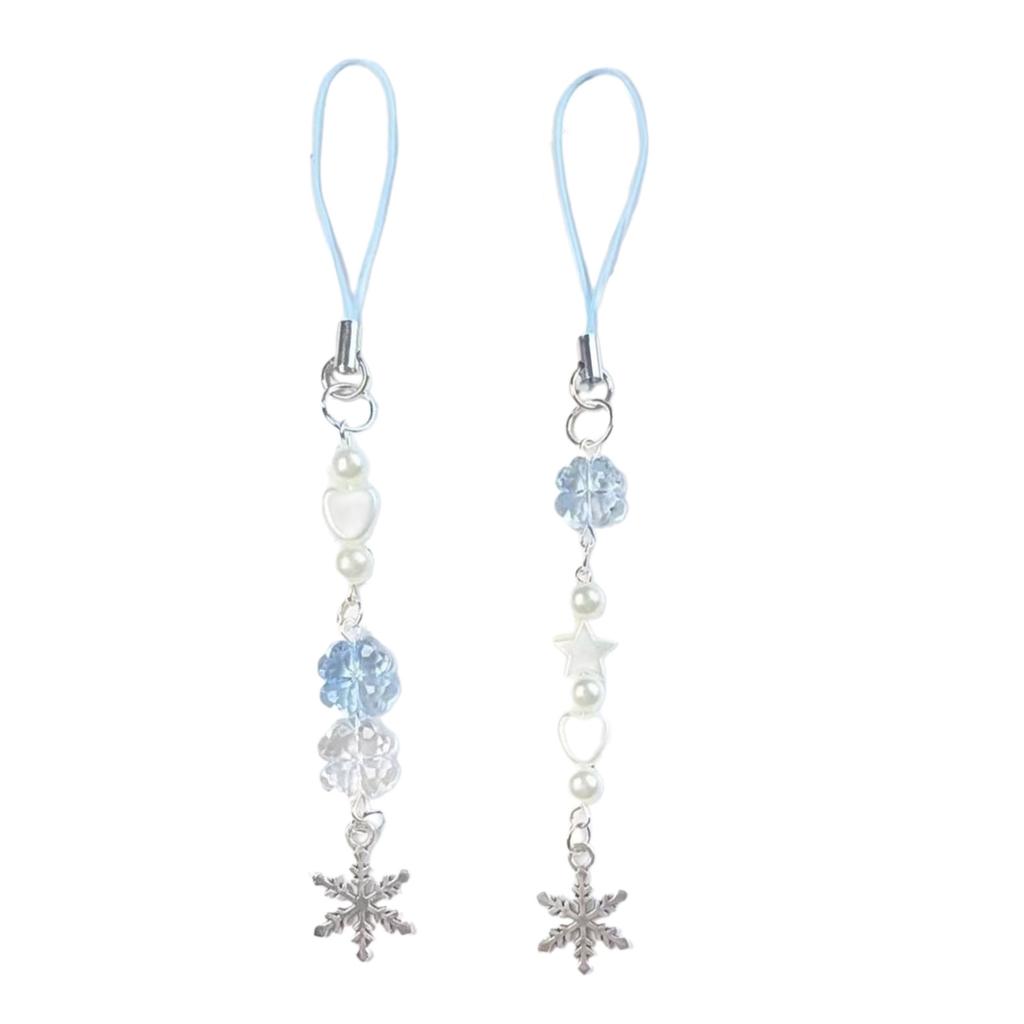 Four Leaf Clovers Pearls Snowflake Phone Strap Versatile Jewelry Accessory for Phones and Bags Decoration Daily Use