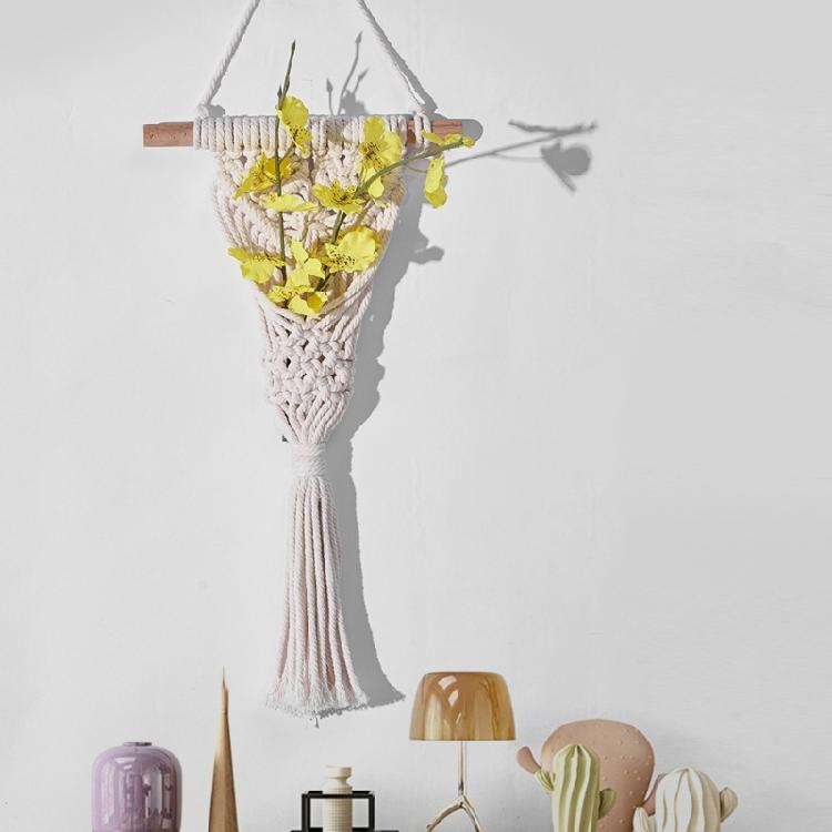 Tillandsia Ständer Zimmerpflanzenhalter Wandbehang Baumwoll-Makramee Pflanzenkorb