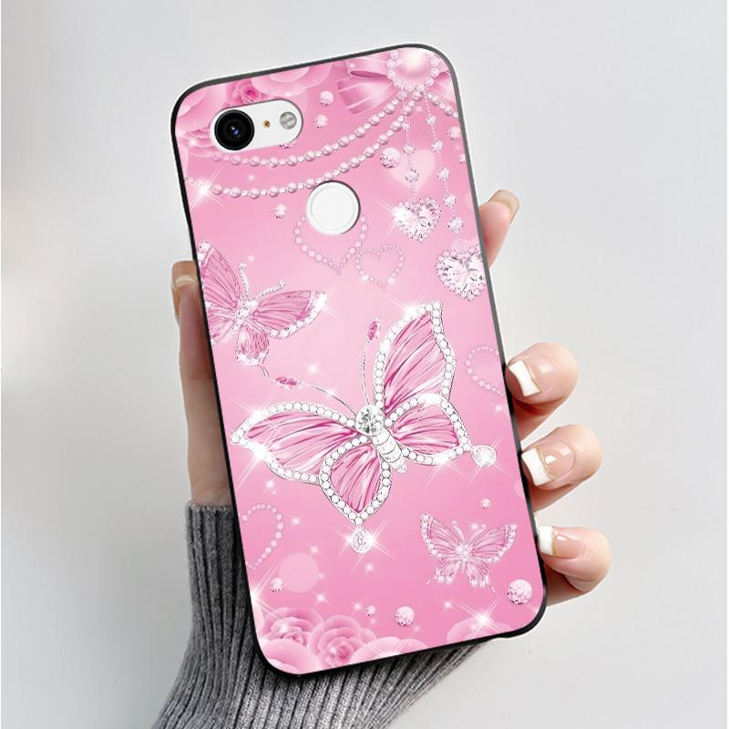 For Google Pixel 3 XL Case Black Bumper Soft TPU Silicone Cover for Pixel 3 XL Phone Cases Pixel3 3XL Butterfly Flower Capa