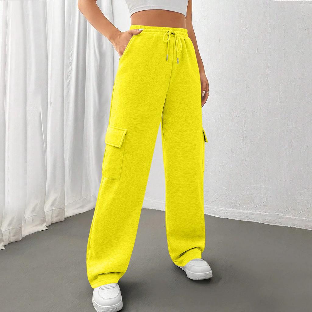 Women's Casual, Stylish, Loose-fitting, Sporty Drawstring Waist Wide-leg Pants