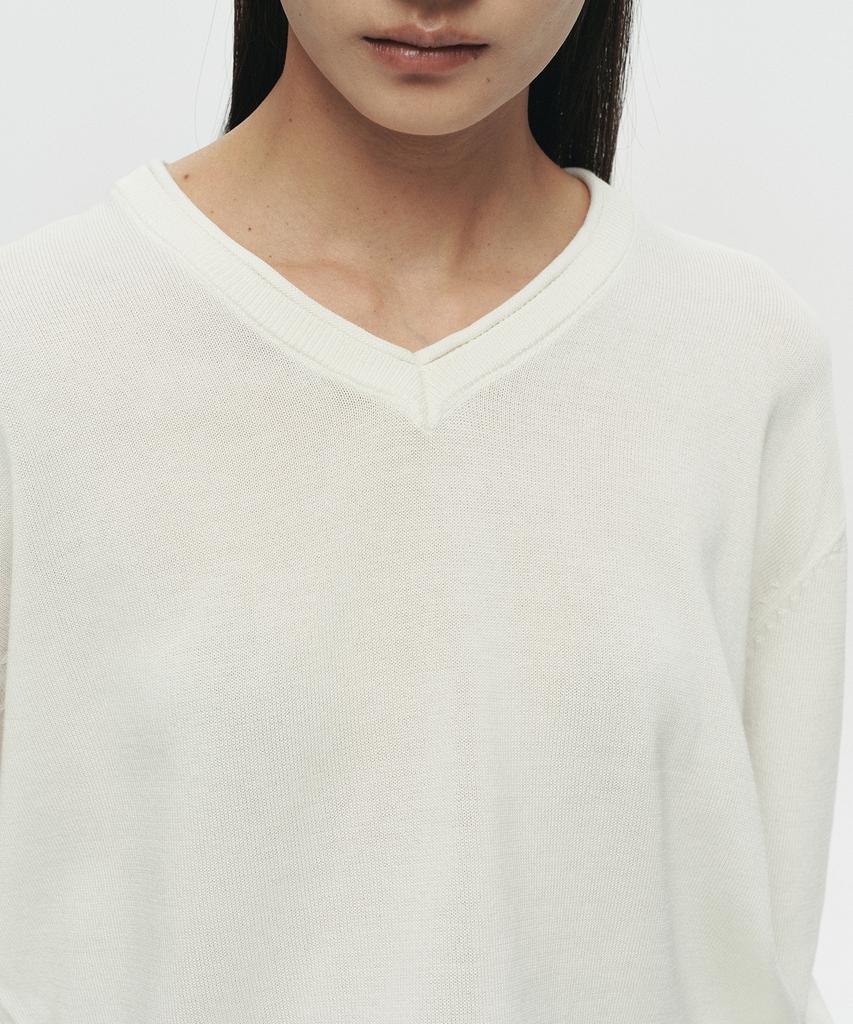 Hoite Niel Cotton V-Neck Knit (Off White)