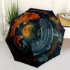 Yin Yang Koi Fisch Dekorative Platte, Harmonie im DesignRegenschirm mit süßem Design, Tragbarer 3-fach kompakter Regenschirm für Damen & Herren, Valentinstag Motte