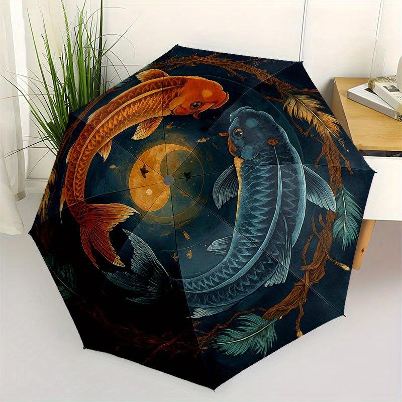 

Yin Yang Koi Fish Decorative Plate, Harmony in DesignUmbrella with Cute Design, Portable 3-Fold Compact Umbrella for Men & Women, Valentine s Day Moth