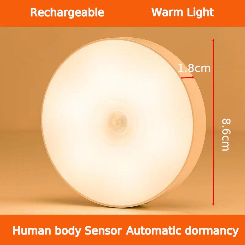 LED Smart Human Body Sensor Night Lamp Emergency Automatic Lighting USB Charging Wireless Magentic Suction Use Night Light