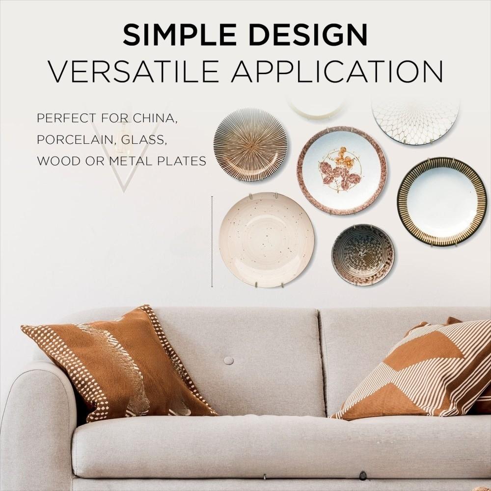 10 peças 6/8/10/12 Polegadas Gancho de Prato de Mola para Pendurar Durável Decorativo Suporte para Exibição de Pratos Metal Dourado Cabide de Prato para Parede Casa