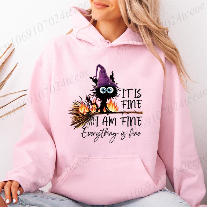Harajuku Nytt Mode Hoodie Halloween Sarkastisk Katt Dam Hiphop Sweatshirts Lös Casual Sport Hoodie Streetwear