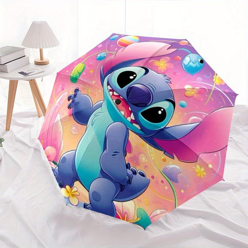 Stitch,Lilo_and_Stitch Automatic Folding Umbrella Simple 8 Rib Design, Bright Cartoon Pattern, Durable Iron Frame, Suitable For Travel, Ou