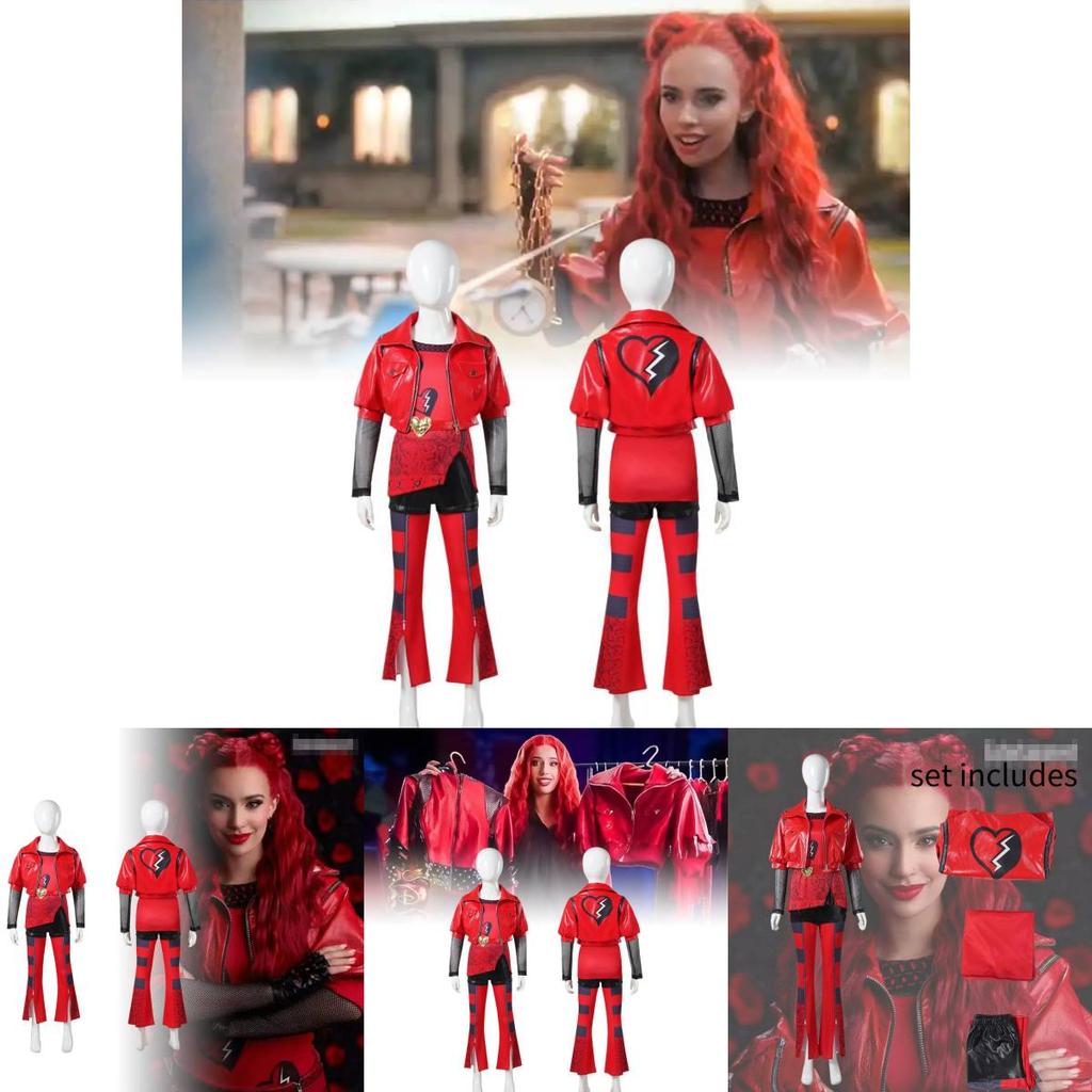 Enchanting Descendants Four Red Queen Cosplay Costume Set For Kids In Vibrant Colors