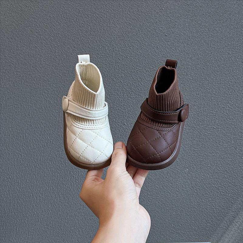 New autumn and winter vintage girls' sock boots, baby girl boots, children's princess shoes, toddler walking shoes, short boots
