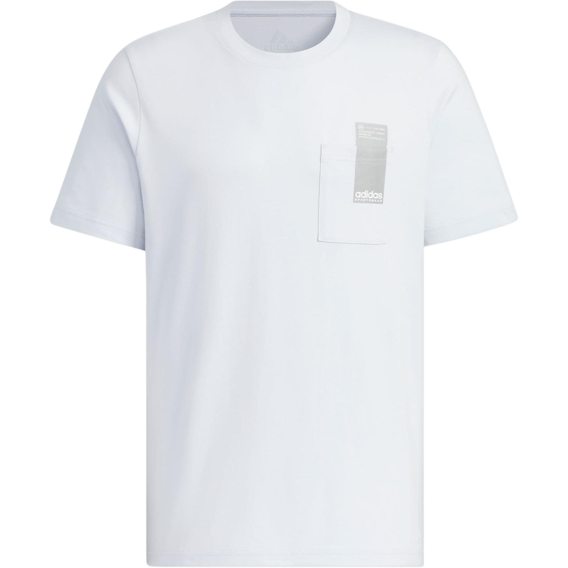 adidas Small Linear Logo Pocket T-Shirt Asia Sizing  Light Grey Blue  Men s JI9084 L
