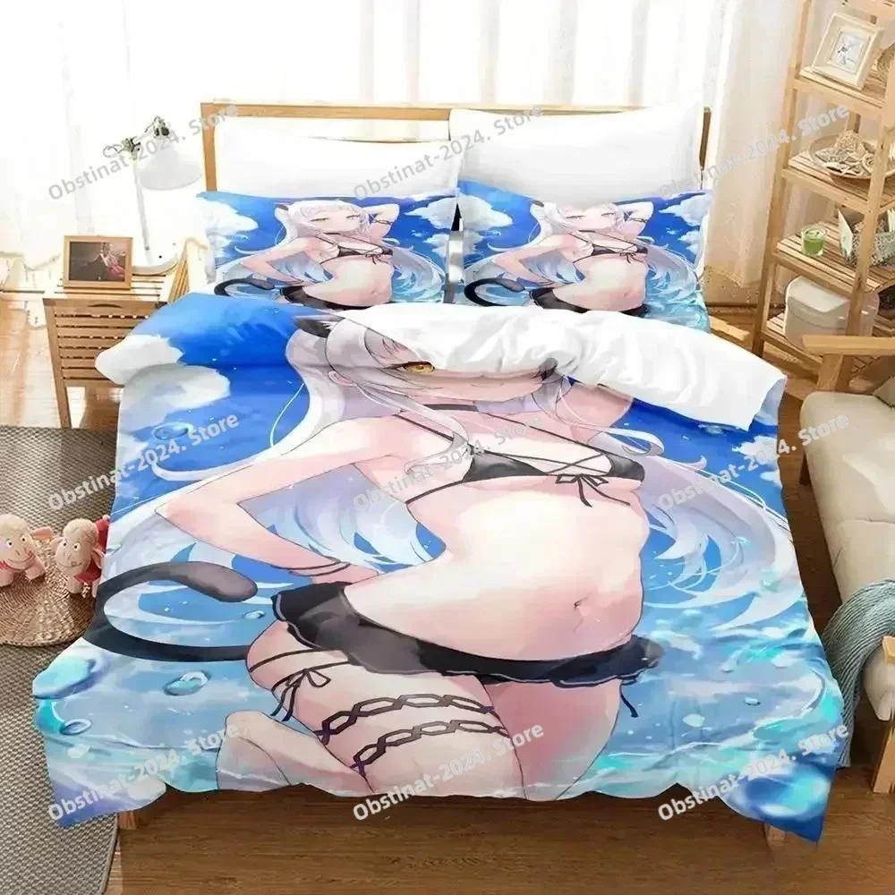 Murasaki Shion Bedding Set Printed Single Comforter Duvet Cover Pillow Case 3 Pieces Sets Kids Adult Size Anime Kawaii Girl Bed