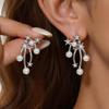 Silver Needle Diamond Star Pearl Stud Earrings - Elegant & Stylish High-End Ear Ornaments