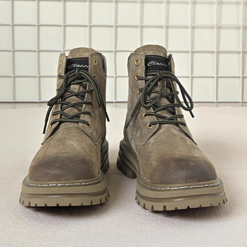 Velké žluté boty Martensky podzimní pánské kožené boty nové vnitřní zvýšení výšky univerzální silná podrážka pracovní pánské a dámské boty