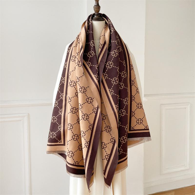 Luxury Brand Cashmere Women Plaid Scarf Winter Warm Shawl and Wrap Bandana Pashmina Female Foulard Square Thick Blanket Poncho