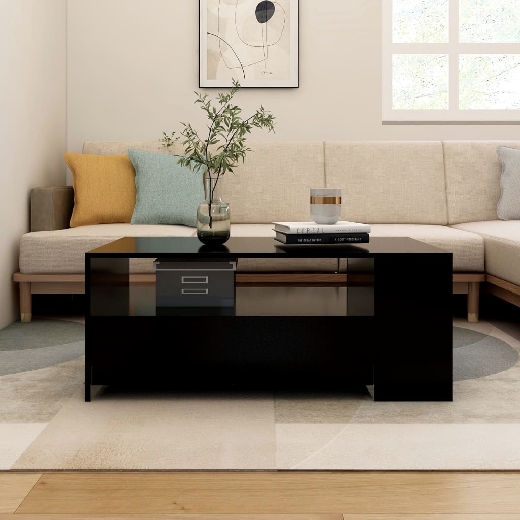 Vidaxl Coffee Table, Black, 102X55X42 Cm, Wood-Based Material
