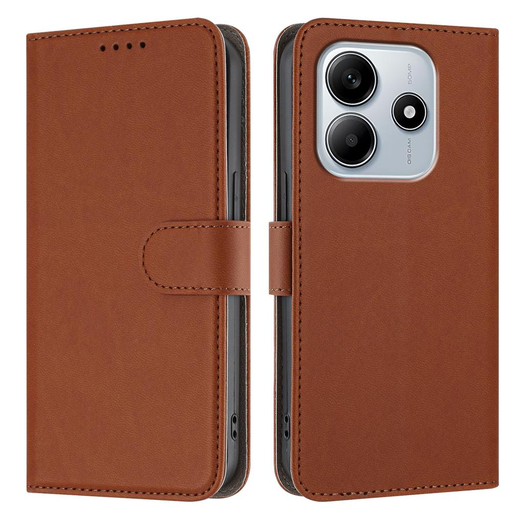 For Xiaomi Redmi Note 14 4G (163.25mm) Leather Case Solid Color Phone Cover with Wallet