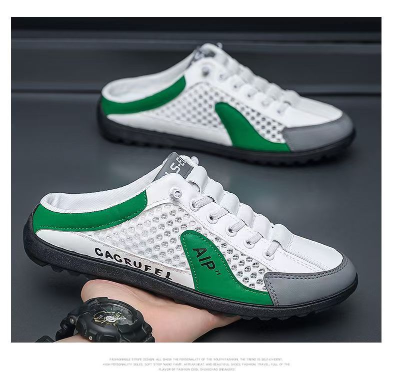 Men's Shoes Summer Bag Head Men's Sandals Lazy One Pedal Hollow Mesh Men's Sandals Casual Shoes Mesh Lightweight