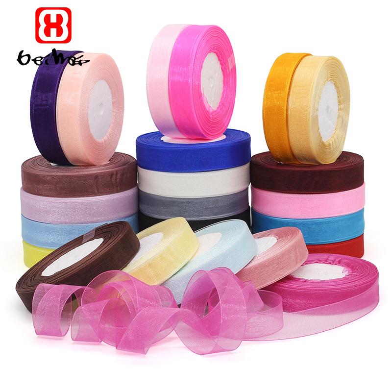 Factory 20 mm Gift Ribbons Nylon Organza Ribbons Roll for Wrapping