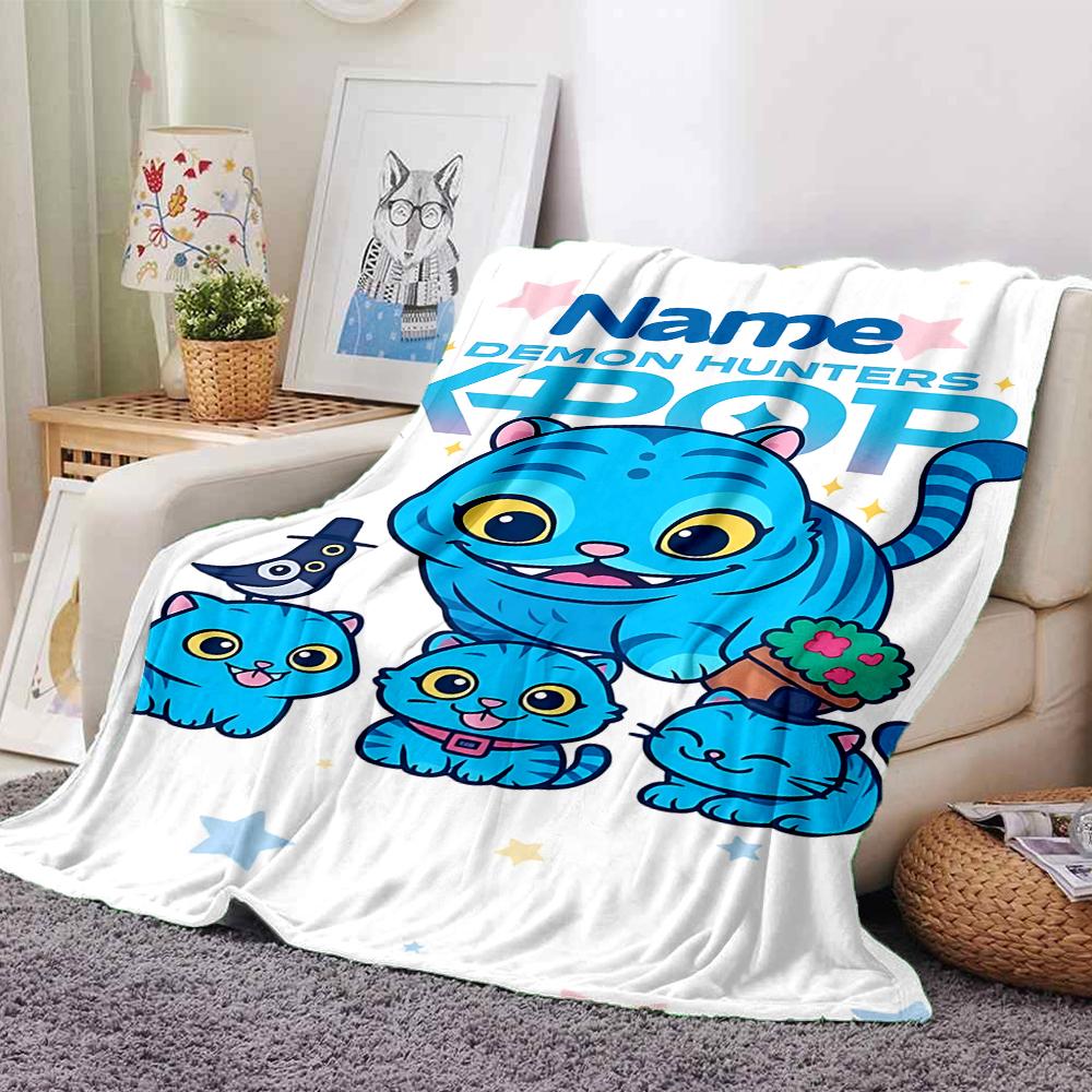 Custom Name Blue Tiger Hat Party Blanket For Couch Bed Plush Cozy Fuzzy Blanket Super Soft Warm Blankets For Fall And Winter 0916193