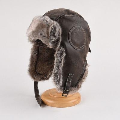 Damen Herren Leder Winter Trapper Mütze Gehörschutz Kunstpelz Gefüttert Ski Uschanka Winddicht Verdickt Warm Schnee Mütze Mit Ohrklappen