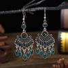 Ethnic Boho Vintage Drop Earrings For Women Geometric Hollow Crystal Blue Red Green Black Dangle Bohemian Wedding Earings Bijoux