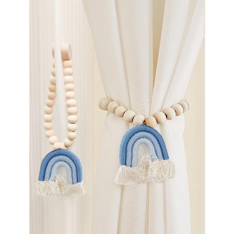 

Curtain Tieback With Beaded Strap, Curtain Decoration For Living Room, Bedroom, Kitchen, Dining Room Gifts Birthday Graduation 2PCS синий