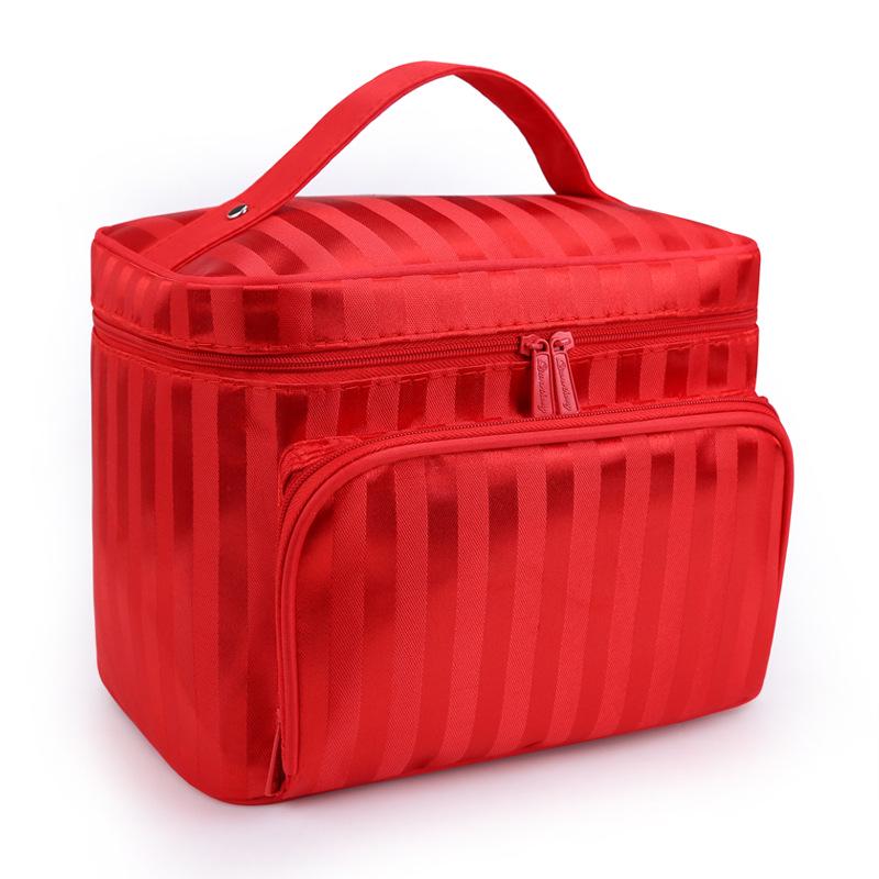 Foldable Jacquard Fabric Large Women's Makeup & Jewelry Travel Toiletry Bag