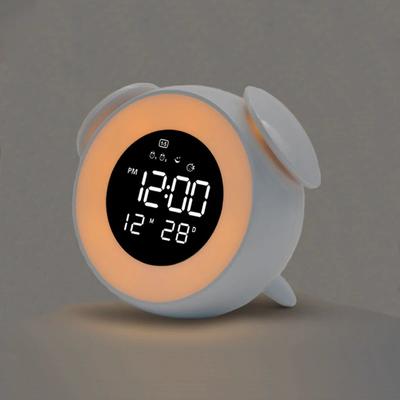 Bedside Sunrise Sunset Wake Up Light Digital Led Music Alarm Mirror Clock Bedroom Desk Calendar Snooze Clock Table Phone Charger