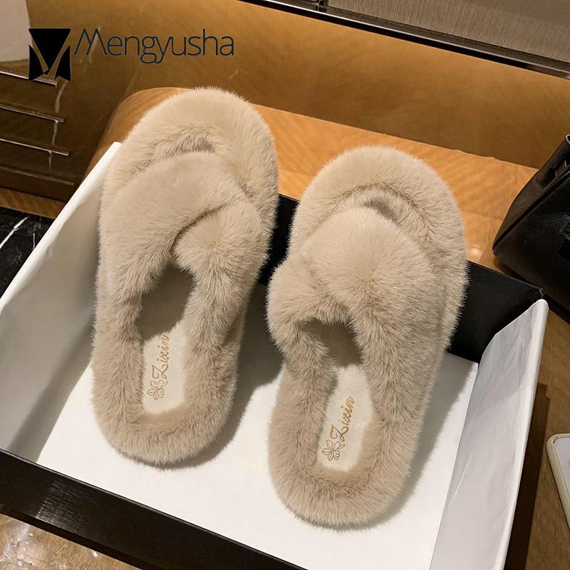 

Твердые тапочки из кроличьего меха с полосой на ремне женские сандалии шлепанцы плюшевые пантуфли женская обувь netcelebrity утолщенная подошва меховые шлепанцы 5 хаки