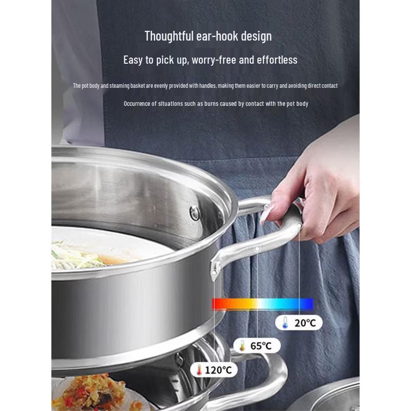 KOBACH 304 Stainless Steel 3-Layer Steamer Pot